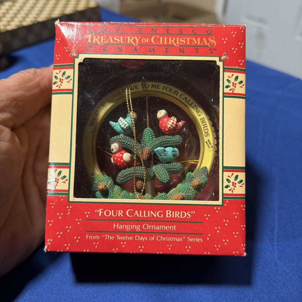 Enesco Four 4 Calling Birds Christmas Ornaments 1988 Twelve Days Of Christmas
